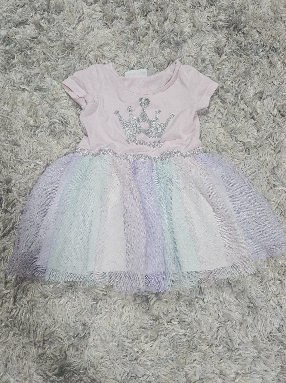 Pastel Multi-Color Tutu Dress with Glitter Crown